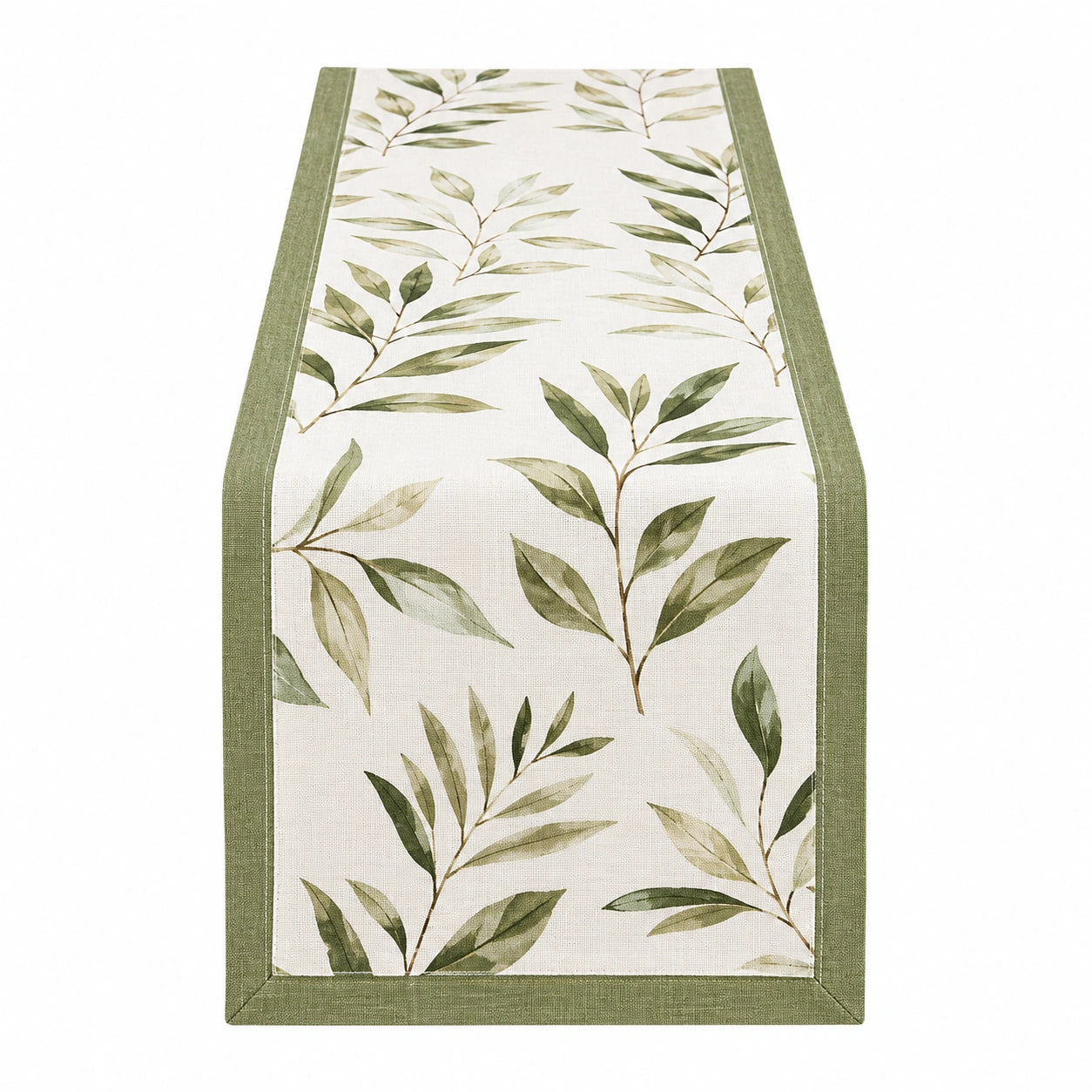 Camino de Mesa con Estampado de Hojas Verdes 180x35 cm
