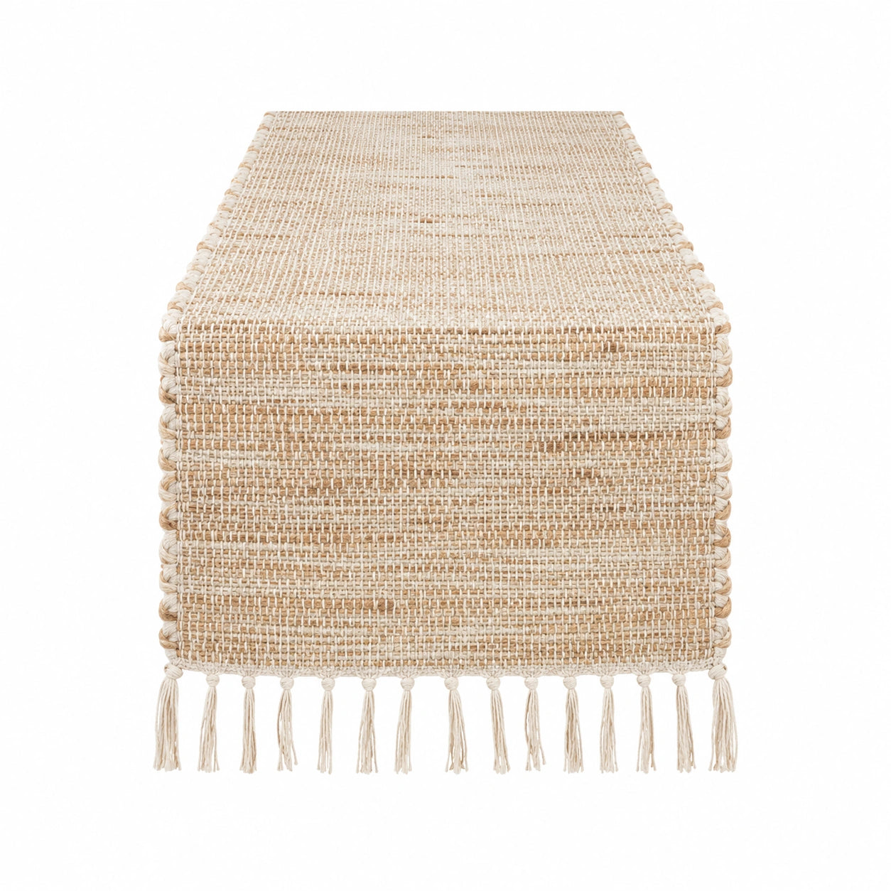 Camino de Mesa Beige con Flecos 200x30 cm
