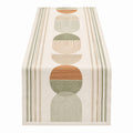 Camino de Mesa Geométrico 180x35 cm Beige/Verde Moderno