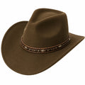 Sombrero Vaquero de Fieltro Marrón con Cinta Trenzada