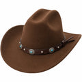 Sombrero Vaquero Marrón con Adornos Turquesa