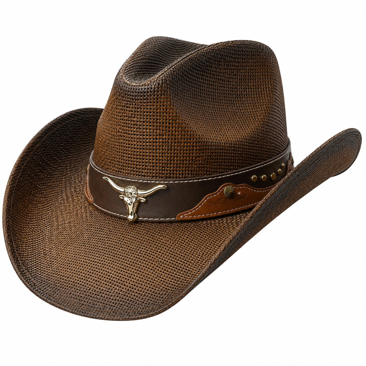 Sombrero Vaquero Marrón con Detalles Metálicos para Hombre