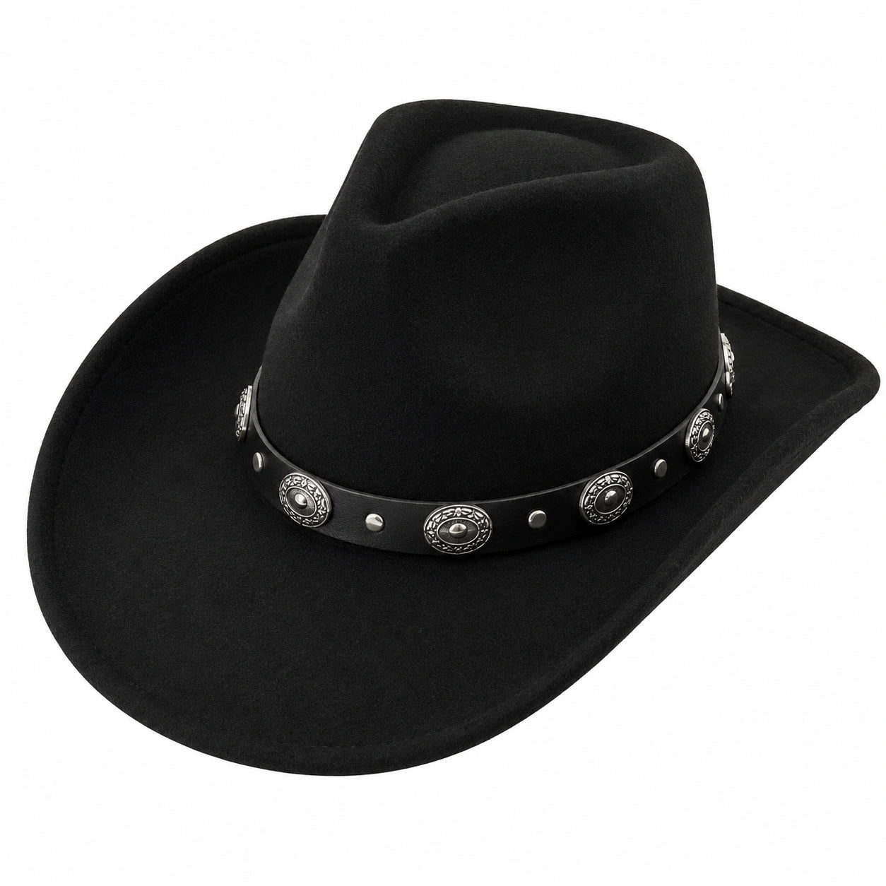 Sombrero Vaquero Negro con Adornos Metálicos