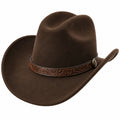 Sombrero vaquero marrón con cinta decorativa repujada