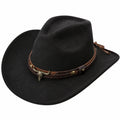 Sombrero vaquero negro con aplique metálico
