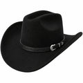 Sombrero vaquero unisex negro con ala ancha y hebilla decorativa