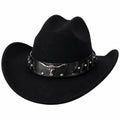 Sombrero Vaquero Negro con Detalle de Cabeza de Toro