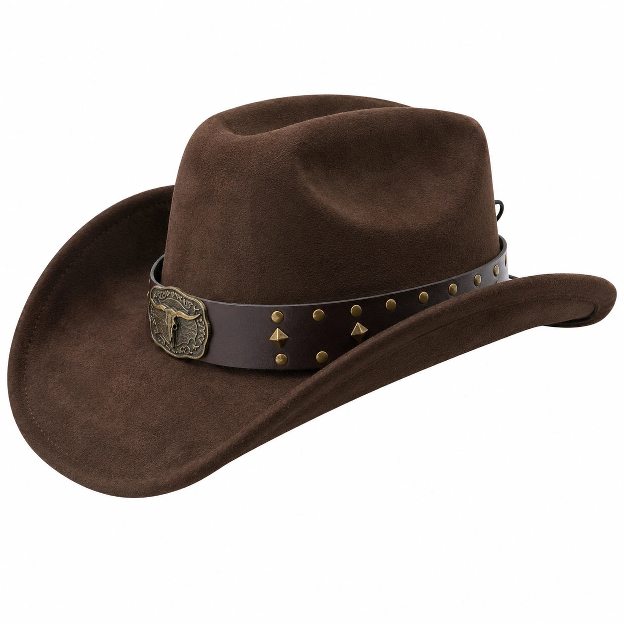 Sombrero vaquero marrón con detalles metálicos