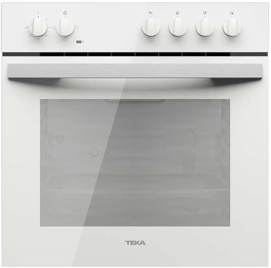 TEKA Horno Eléctrico Multifunción 60 cm, 3 Programas de Cocción, Puerta de Doble Cristal, Bandeja Honda Esmaltada, Control Frontal, Acabado en Cristal Blanco