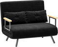 Sofá Cama de Terciopelo 2 Plazas, Ajustable 5 Niveles, Almohadas Incluidas, Negro