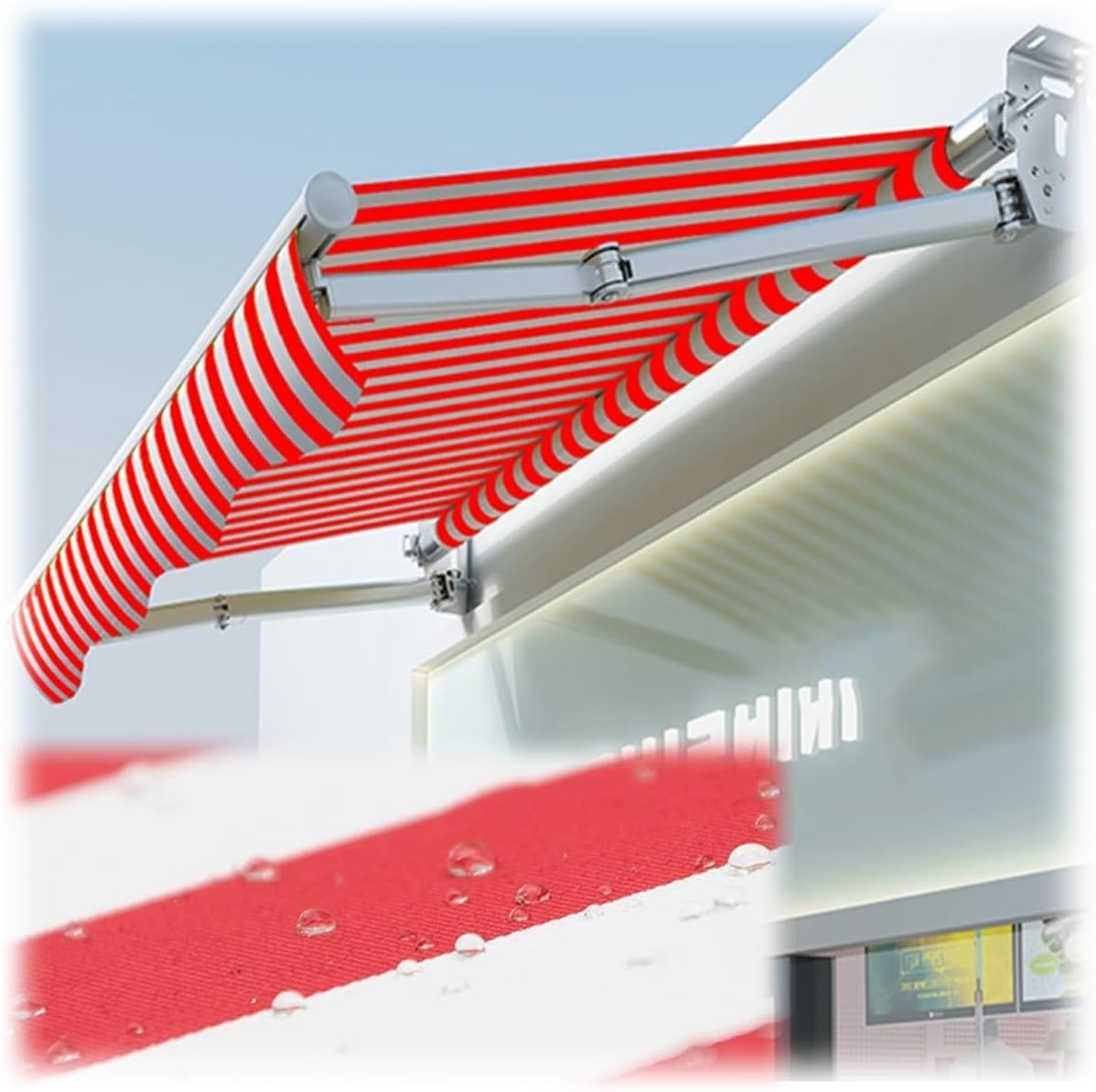 Toldo Retráctil para Patio, 40 Tamaños, Enrollable Exterior, Jardines, Terrazas, Tiendas, Garajes, Tela de Repuesto, 4x3 m, Rojo