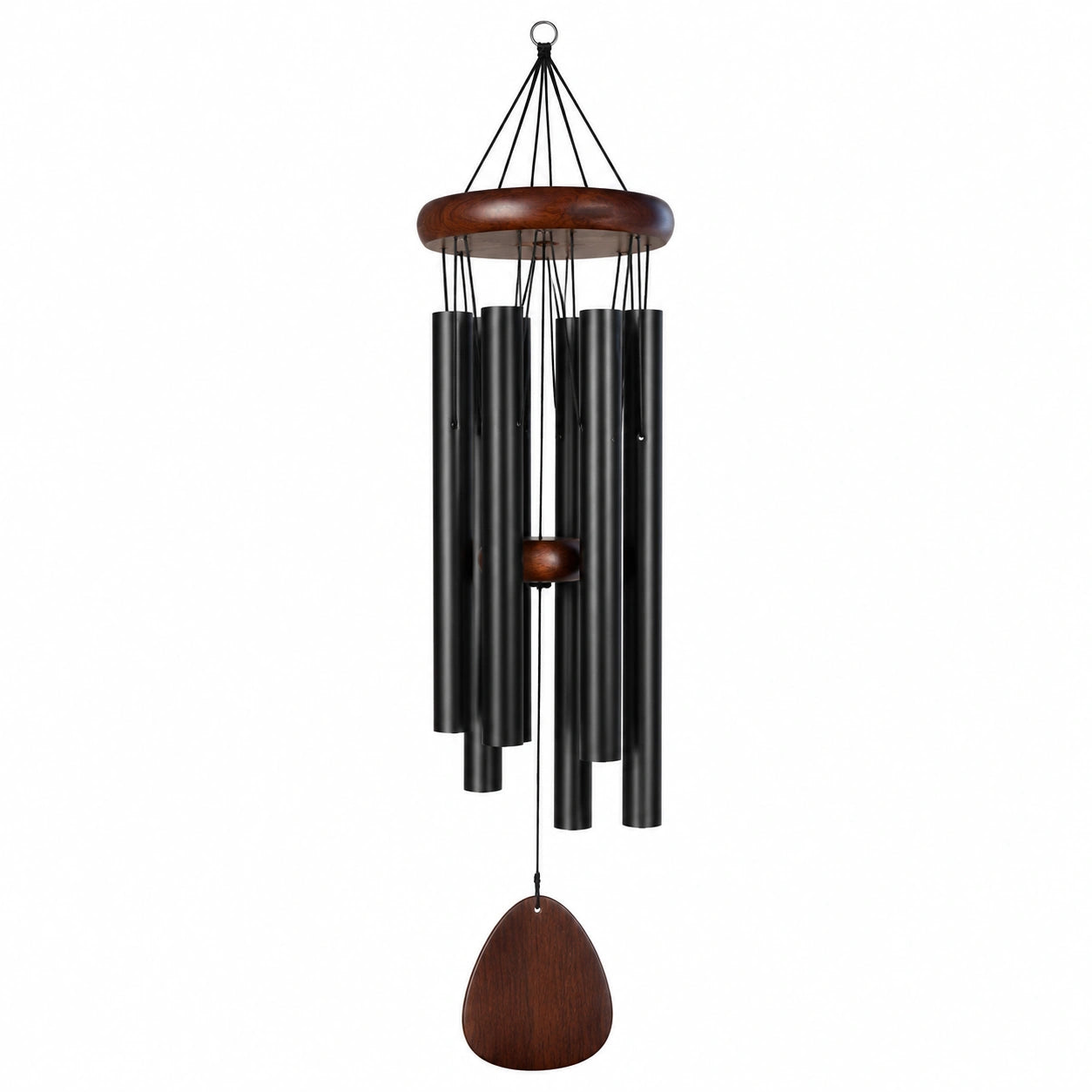 Campana de Viento Negra y Madera para Exteriores