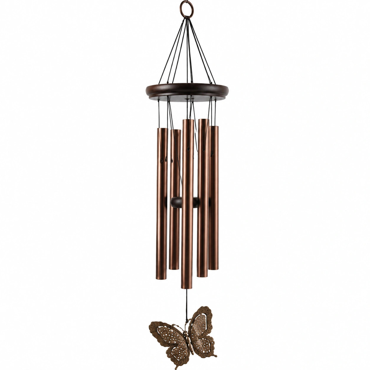 Campana de Viento de Metal Bronce con Mariposa Decorativa