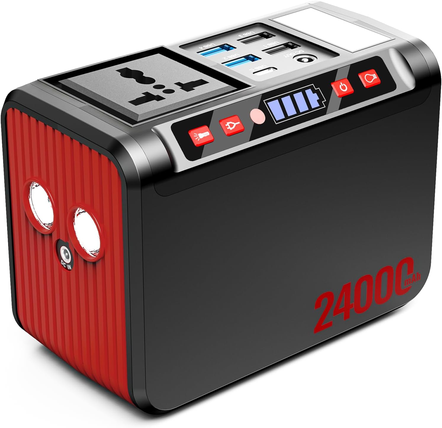 Generador Portátil 80W con Enchufe 220V, Puertos USB y LED para Camping y Viajes