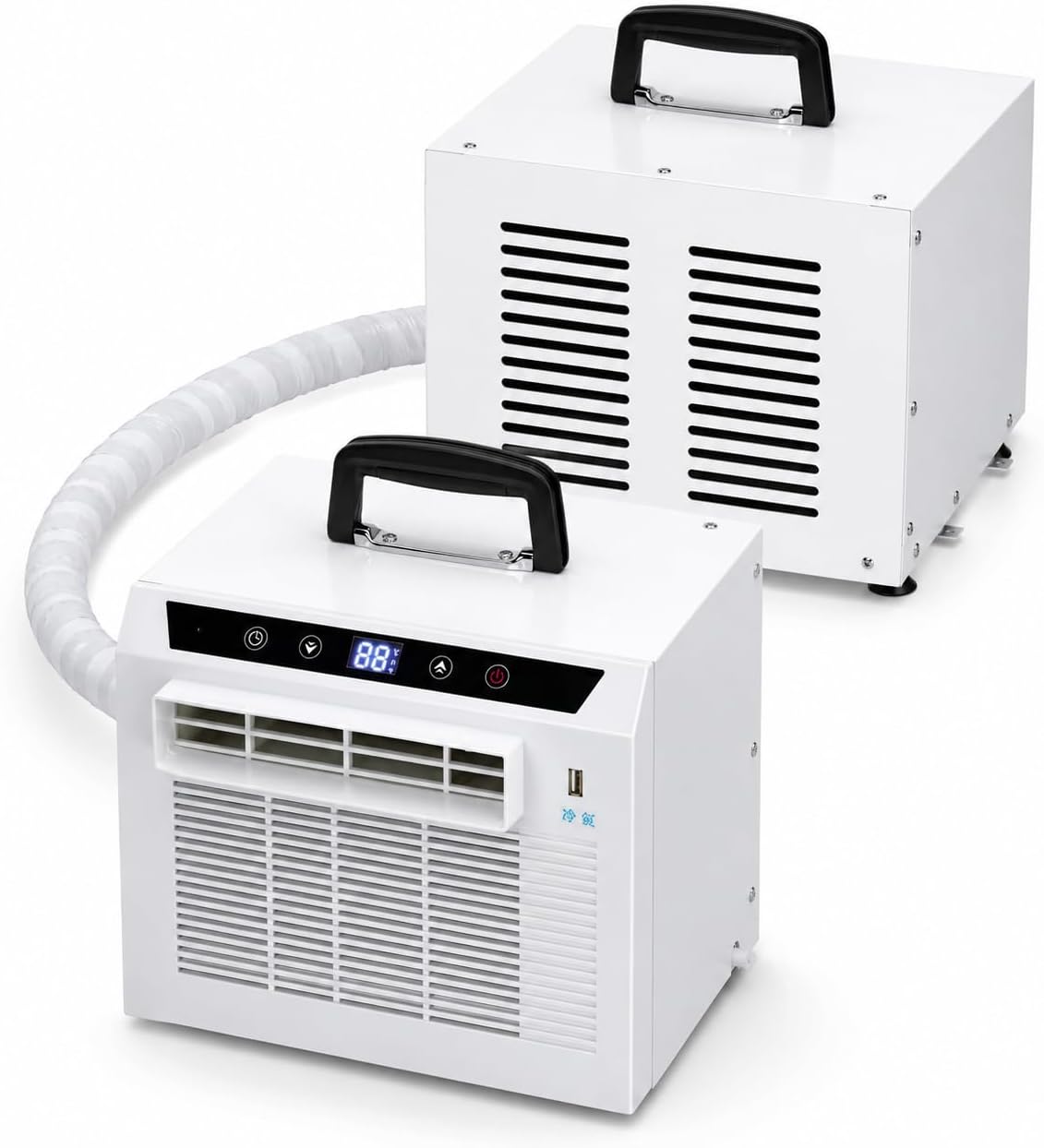 Aire acondicionado portátil 3000 BTU, panel táctil y control remoto, temporizador 24h, diseño compacto, ideal para hogar y oficina