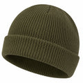 Gorro de punto acanalado verde oliva para invierno