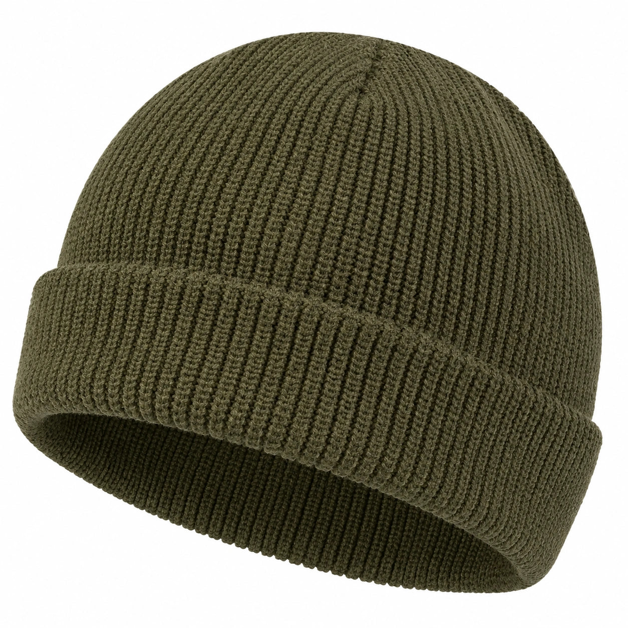 Gorro de punto acanalado verde oliva para invierno