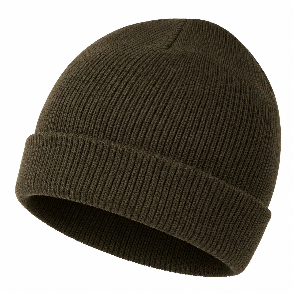 Gorro de Punto Acanalado Unisex Verde Oscuro