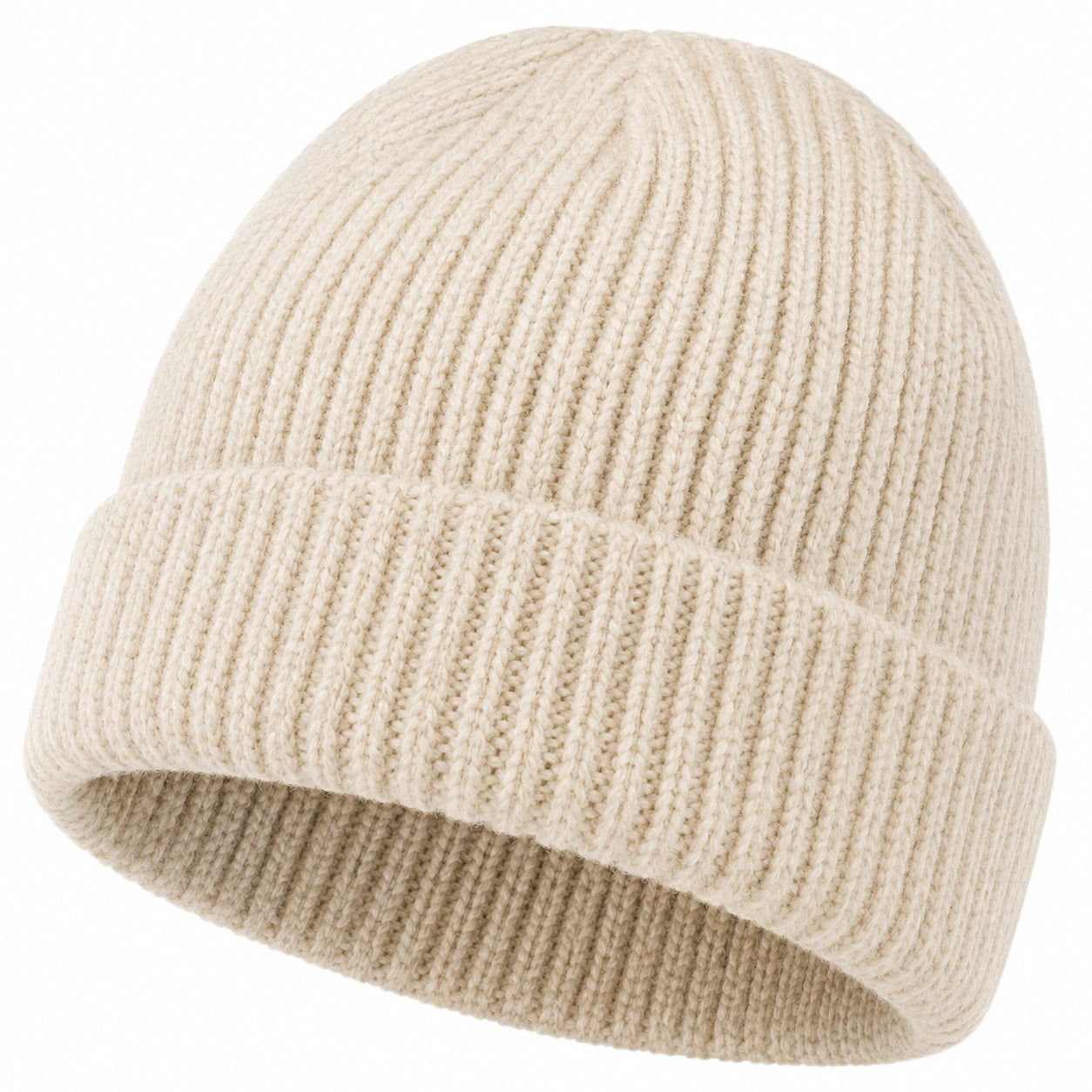 Gorro de Punto Acanalado Beige para Adultos