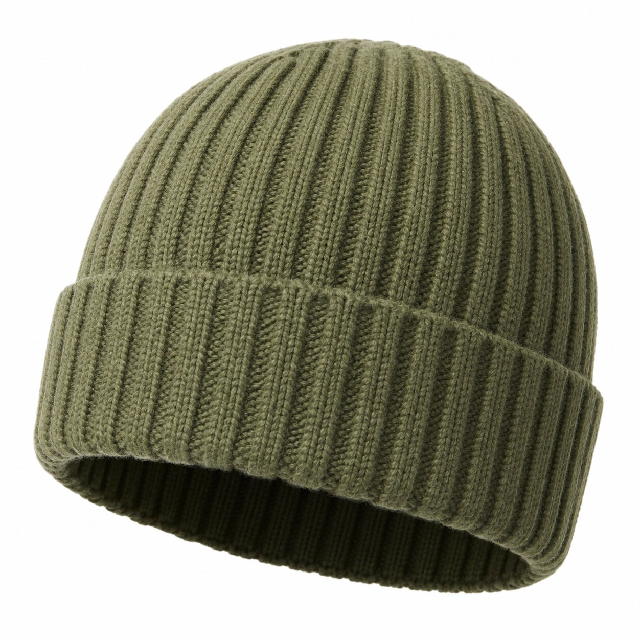 Gorro de Punto Acanalado Verde Oliva para Adultos
