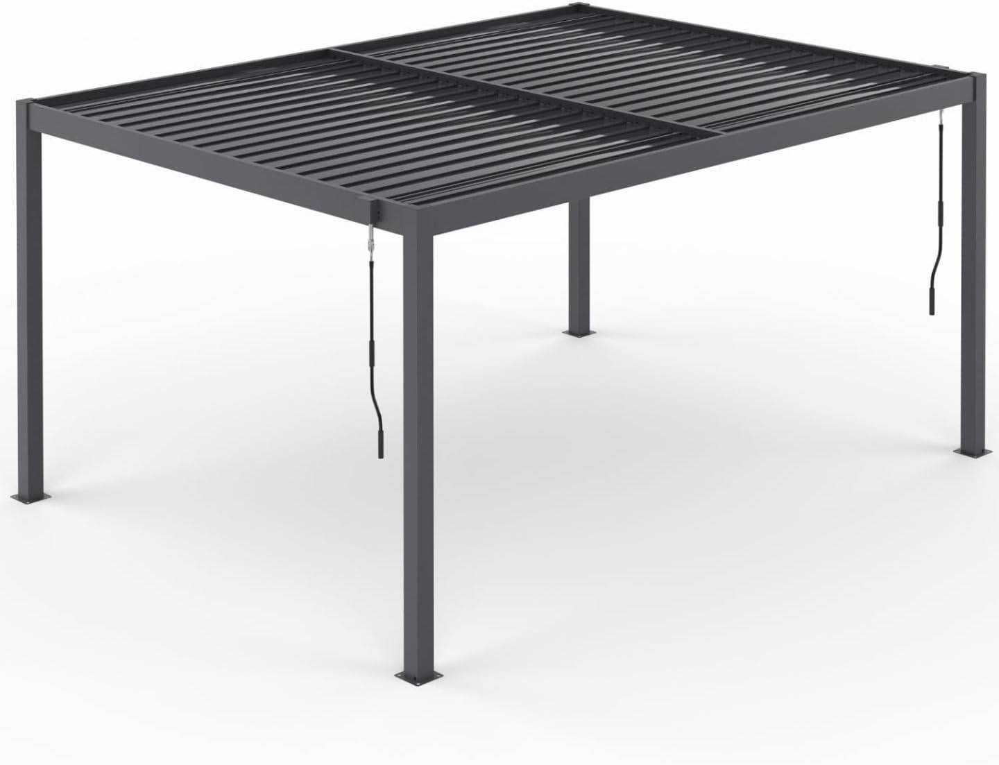 Pérgola Bioclimática de Acero 3x4M con Hojas Ajustables, Cortinas y Mosquitera, Antracita