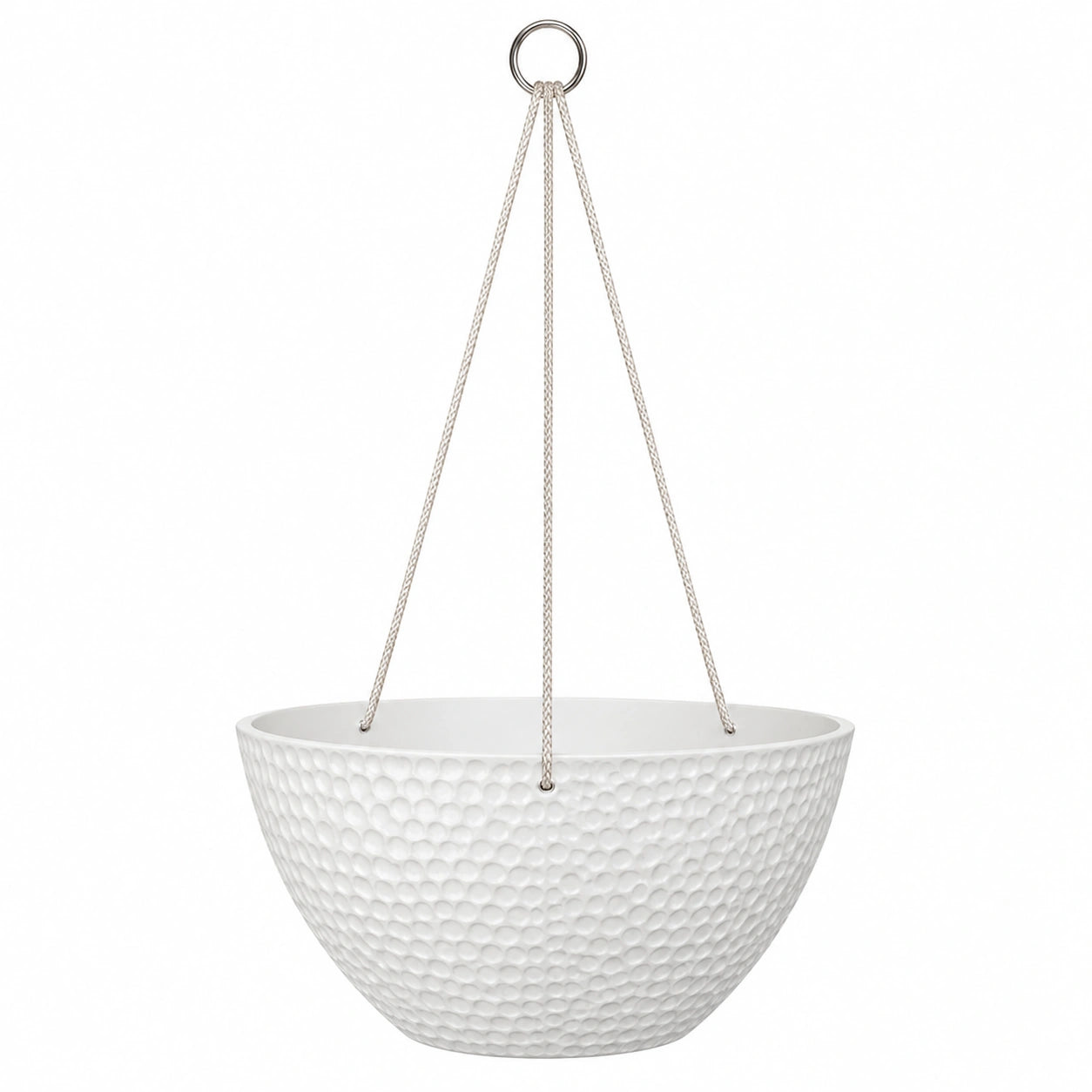 Maceta Colgante Blanca 25 cm con Cuerda