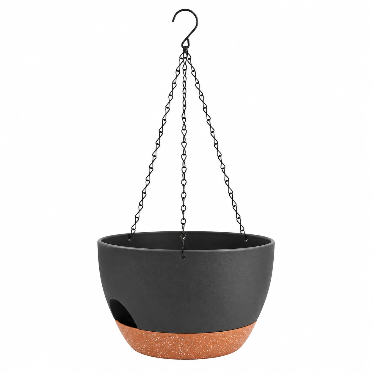 Macetero Colgante 25cm Negro y Terracota para Interior y Exterior