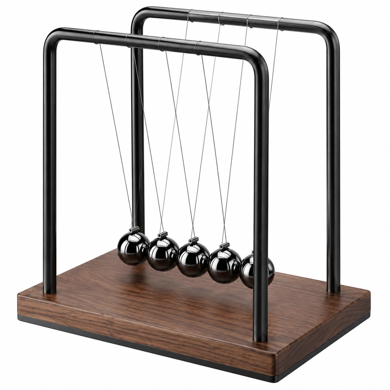 Péndulo de Newton de 5 Bolas con Base de Madera