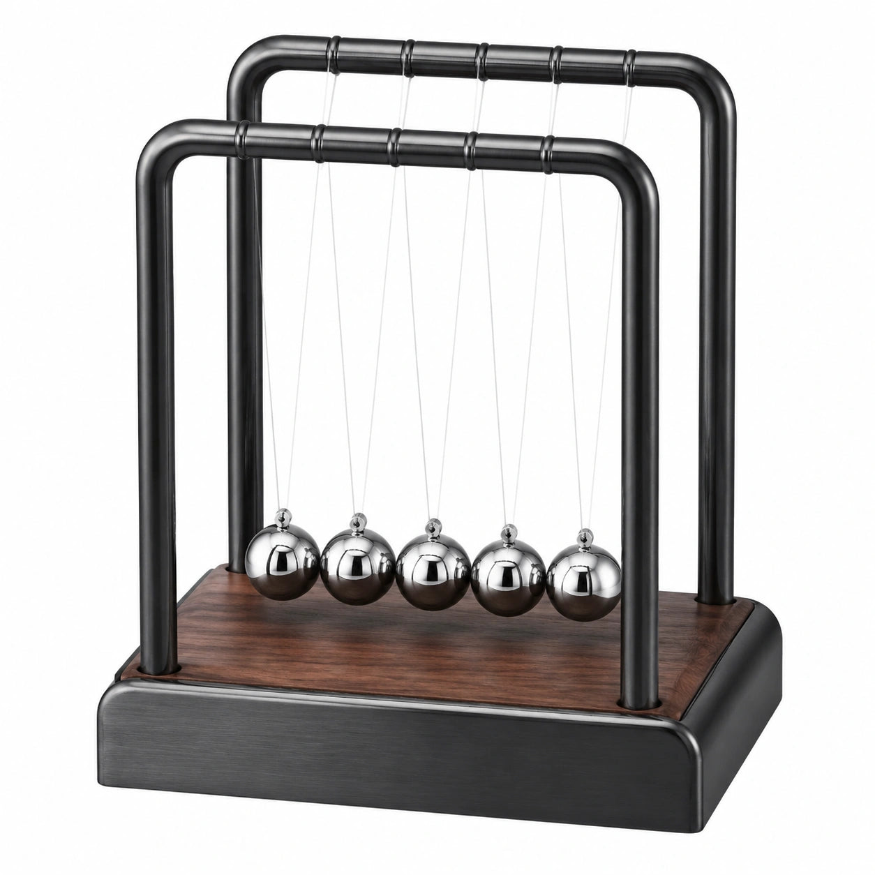 Péndulo de Newton Decorativo con Esferas Metálicas y Base de Madera