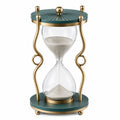 Reloj de Arena Decorativo de Vidrio Verde y Dorado