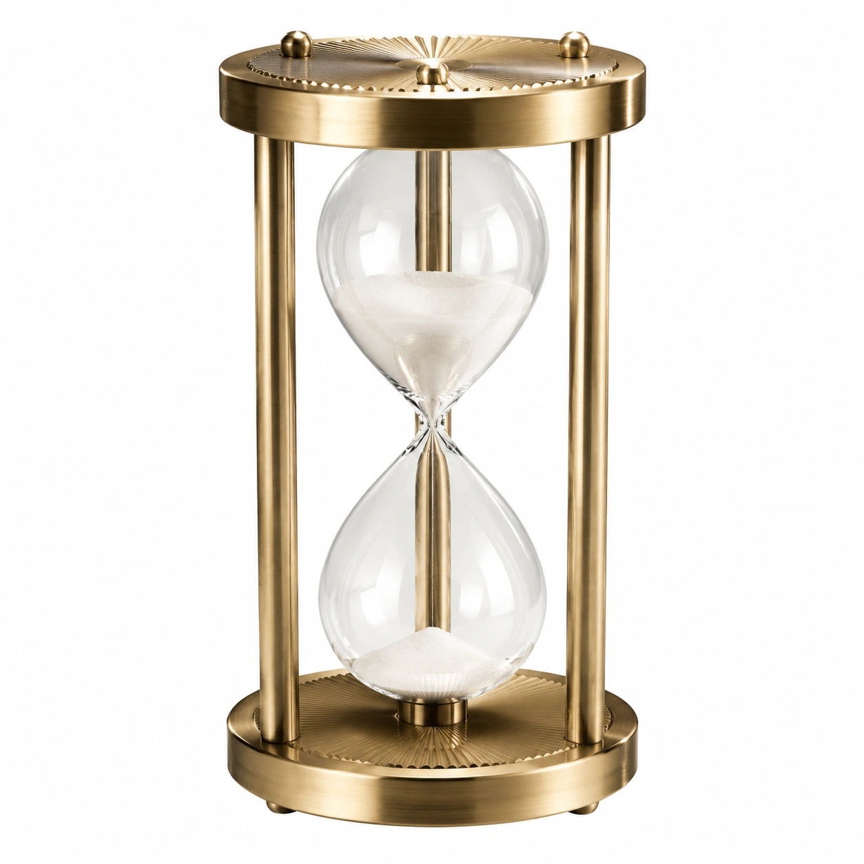 Reloj de arena decorativo dorado con arena blanca de 60 minutos
