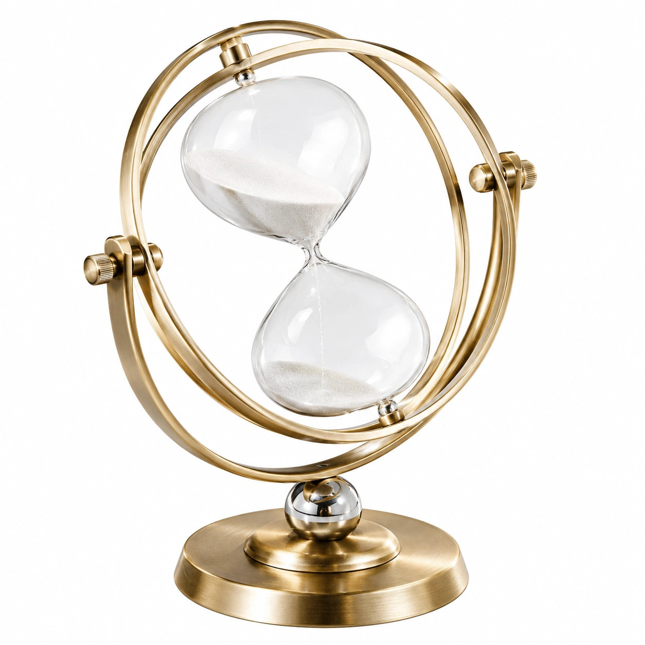 Reloj de Arena Decorativo Dorado con Base Redonda