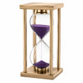 Reloj de Arena Decorativo de Metal Dorado con Arena Púrpura