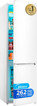Frigorífico Combi Midea 262L Bajo Consumo, 55x177 cm, Low Frost, 65L Congelador, Silencioso 39dB, Puertas Reversibles