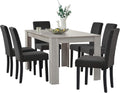 Conjunto de Comedor Moderno con Mesa de Roble y 6 Sillas Gris