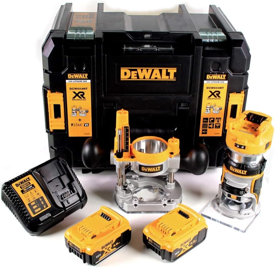 Fresadora Inalámbrica DEWALT 18V XR con 2 Baterías de 5,0Ah y Maletín