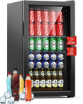 Mini Nevera WIE con Puerta de Cristal, 3 Estantes Ajustables, Control Digital y Puerta Reversible, Ideal para Hogar, Bar, Oficina y Hotel, 86L, Negro