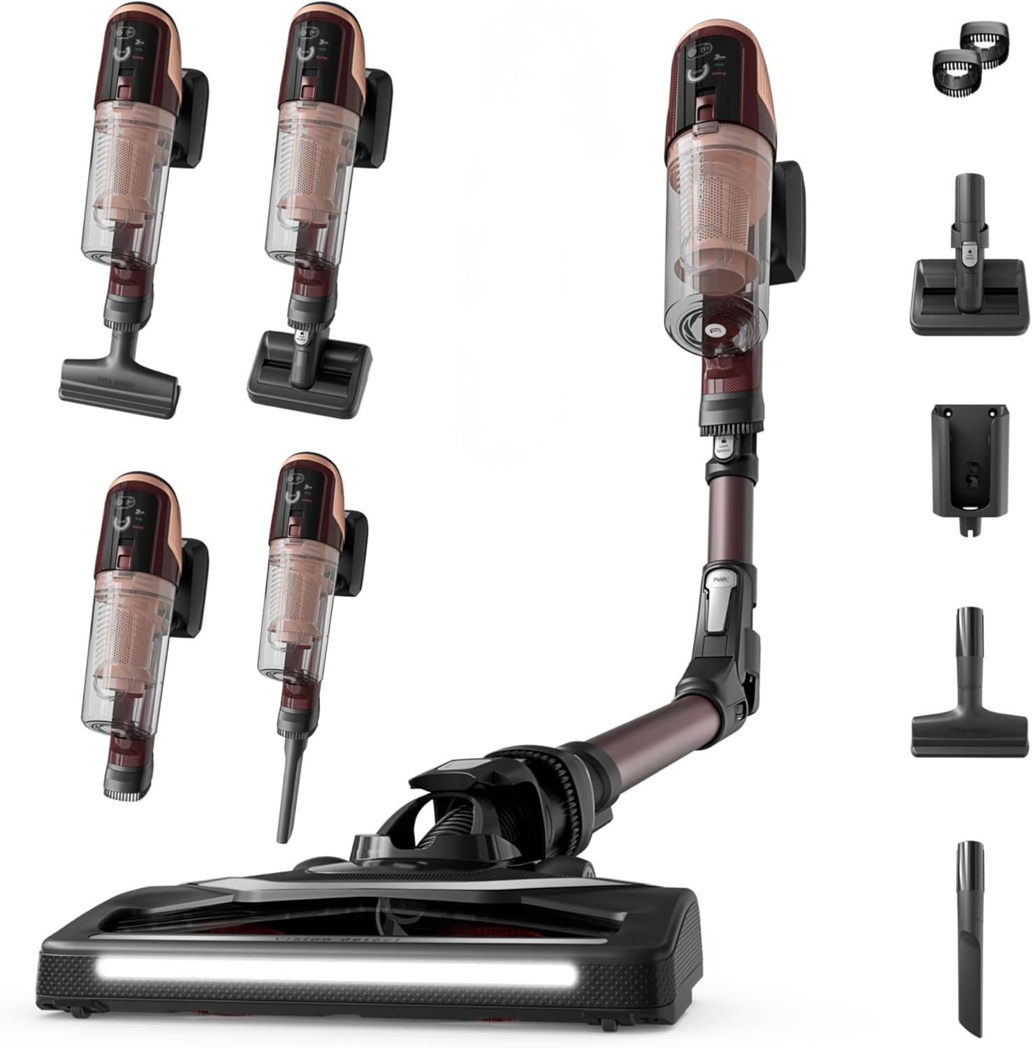 Rowenta X-Pert 6.80 Flex Aspiradora, 60 Minutos de Autonomía, Luces LED, 4 en 1, Ligera, Pantalla Inteligente, Animal Flex, Burdeos