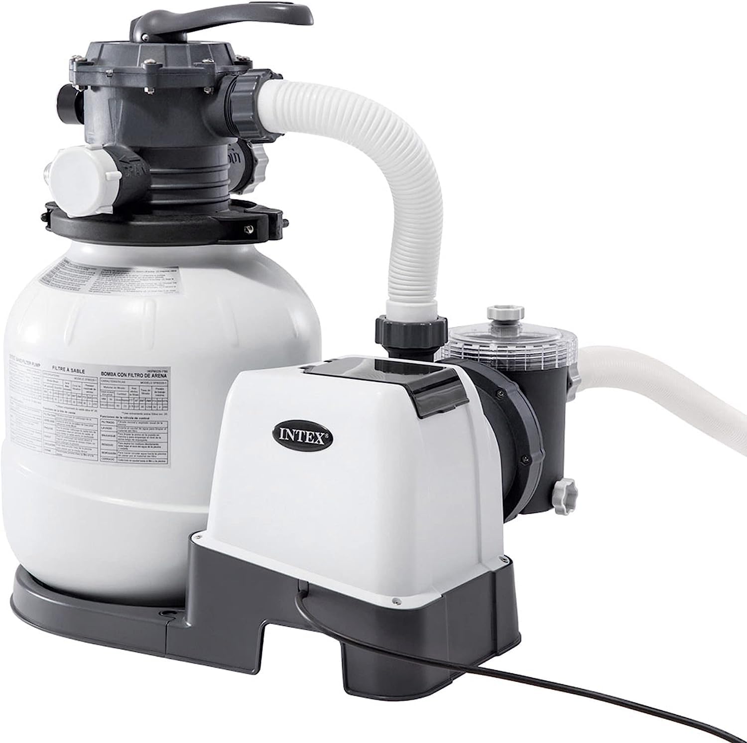 Intex 55226 - Filtro de Arena 7900 L/H para Piscinas Desmontables, Multifunción con Sistema de Bloqueo