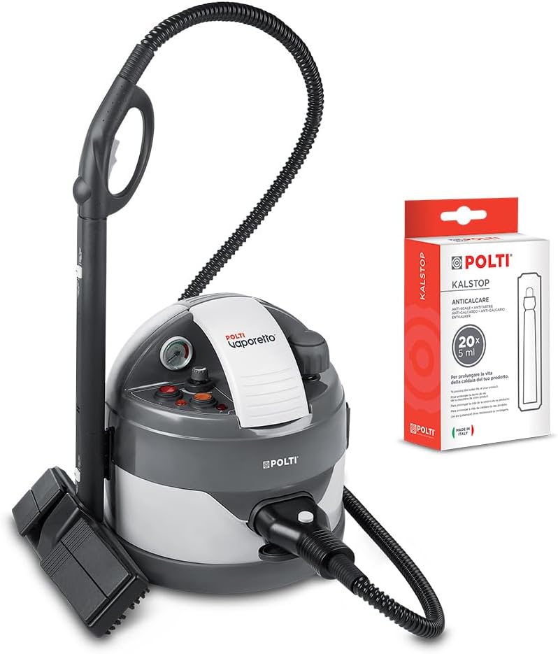 Limpiador a Vapor Polti Vaporetto Eco Pro 3.0, 2000 W, Depósito 2L, con 20 Ampollas Antical, 9 Accesorios, Hecho en Italia