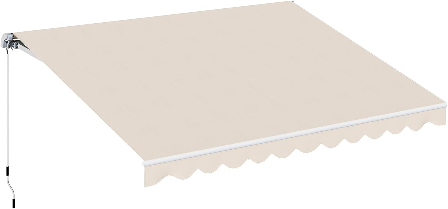 Toldo Retráctil Manual Outsunny 300x250 cm, Protección UV e Impermeable, Estructura de Aluminio, Ideal para Terraza y Jardín, Crema