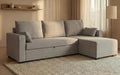Sofá Cama Esquinero 3 Plazas con Chaise Longue Reversible y Cojines - Poliéster Gris Claro