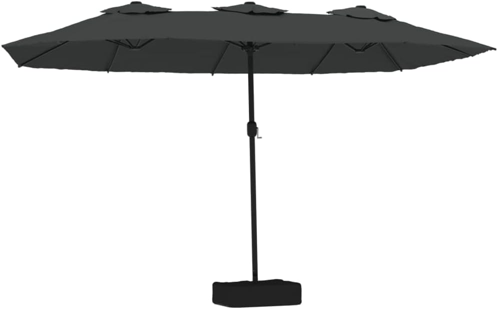 Parasol Doble de Jardín con LED, Protector Solar Antracita 449x245 cm