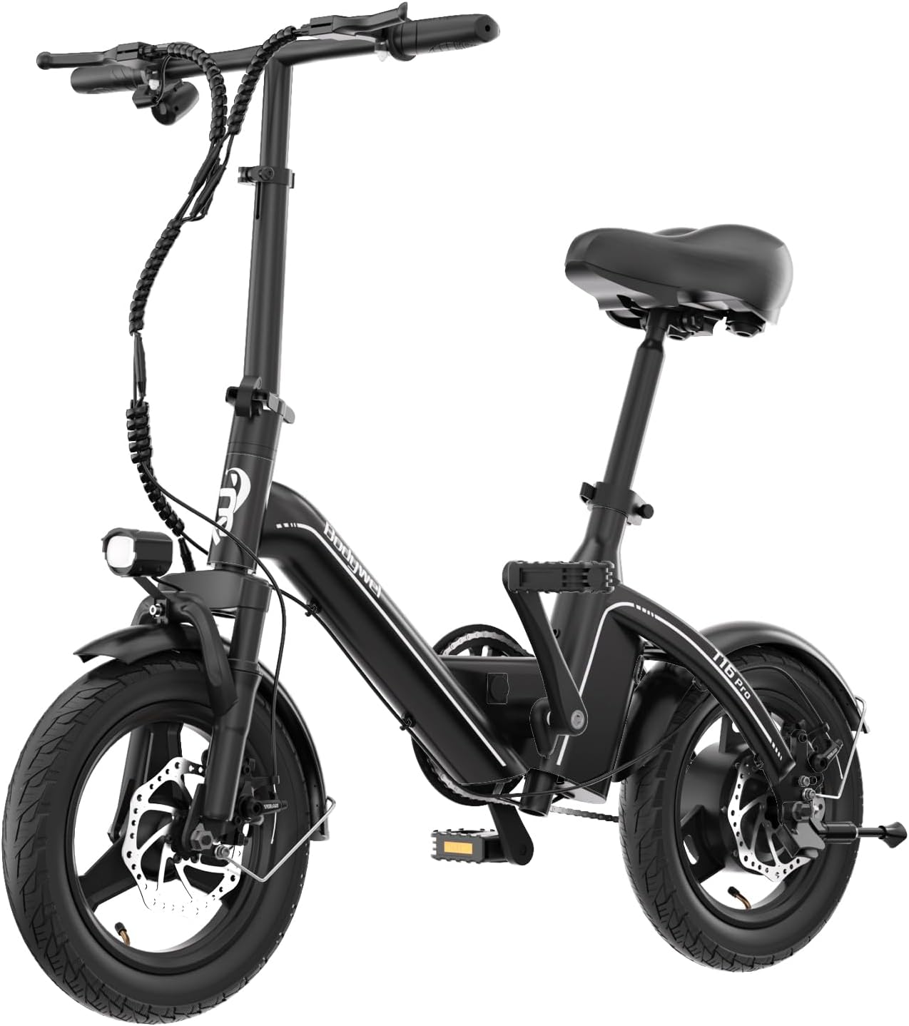Bodywel T16PRO Bicicleta Eléctrica Plegable 14', E-Bike Compacta con Batería de 36V, Frenos de Disco y Pantalla LED