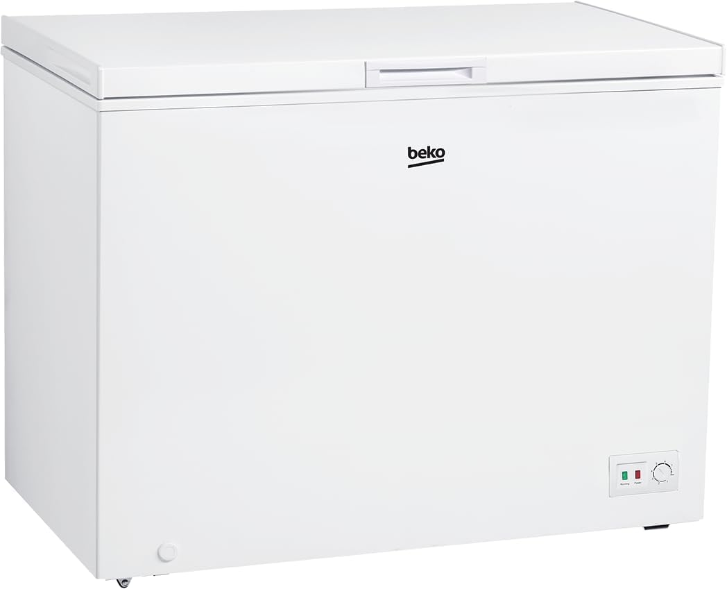 Arcón Congelador Beko 308L, Alarma, Ruedas, LED, Blanco