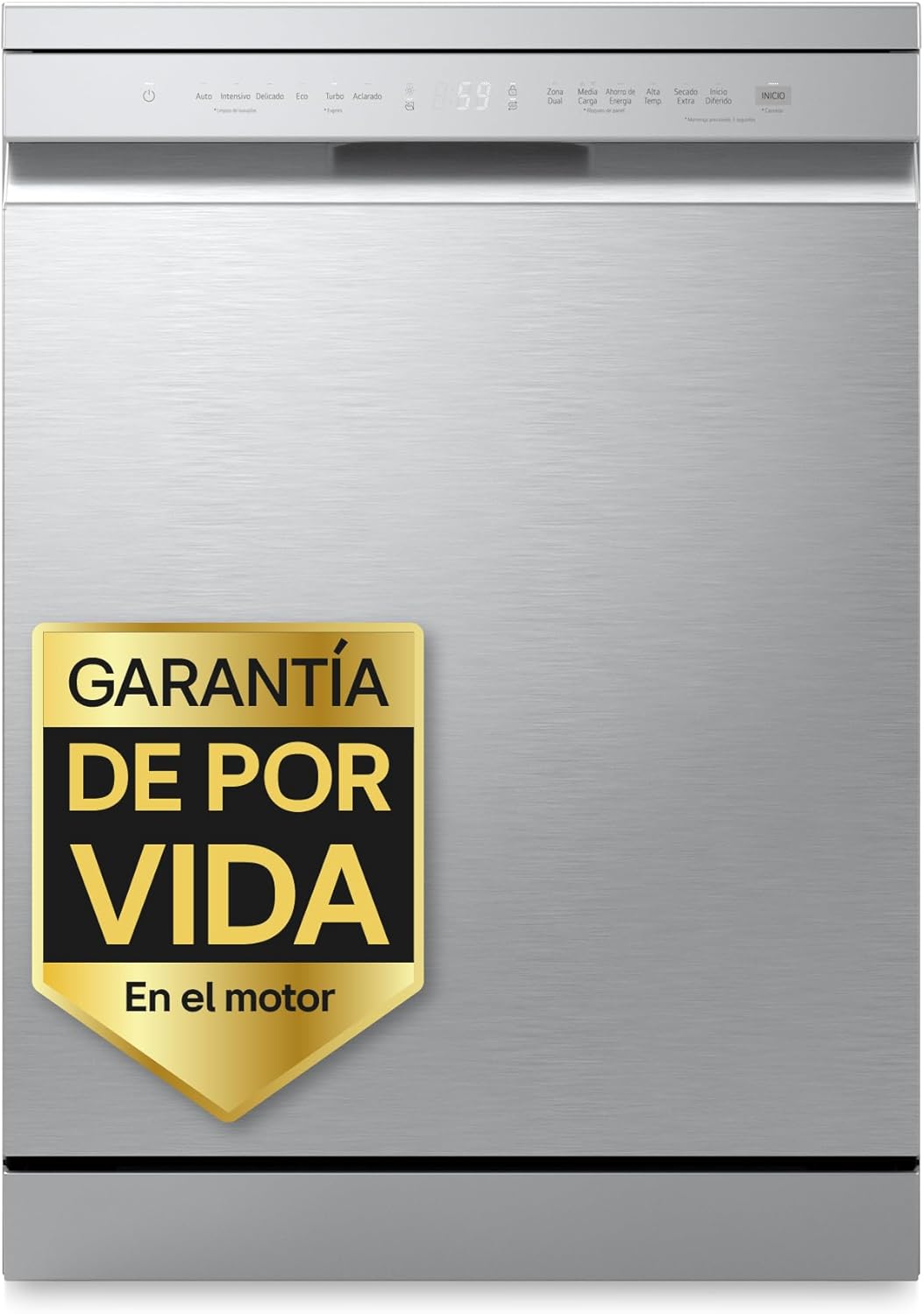 Lavavajillas LG QuadWash Steam, 14 Servicios, Inoxidable Antihuellas, Eficiencia Energética A