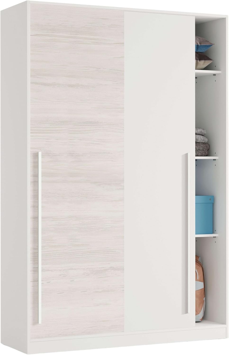 Armario de Puertas Correderas Elliot 200x120x50 cm, Blanco Artik/Blanco Velho