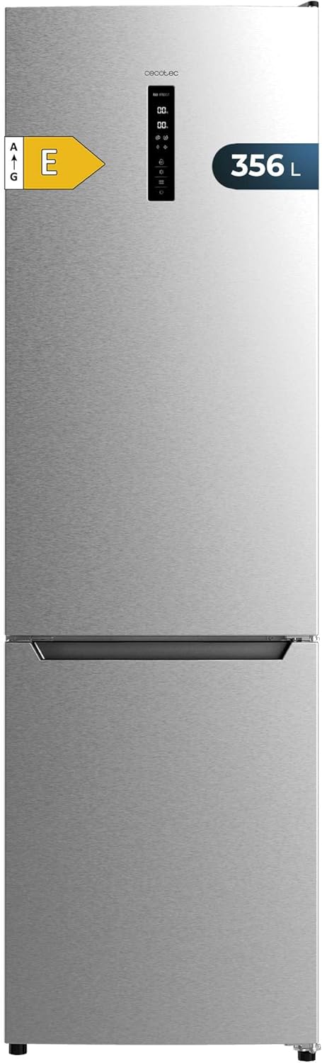 Refrigerador Combi Cecotec Bolero CoolMarket Inox 356L, No Frost, Clase E, Enfriamiento Rápido