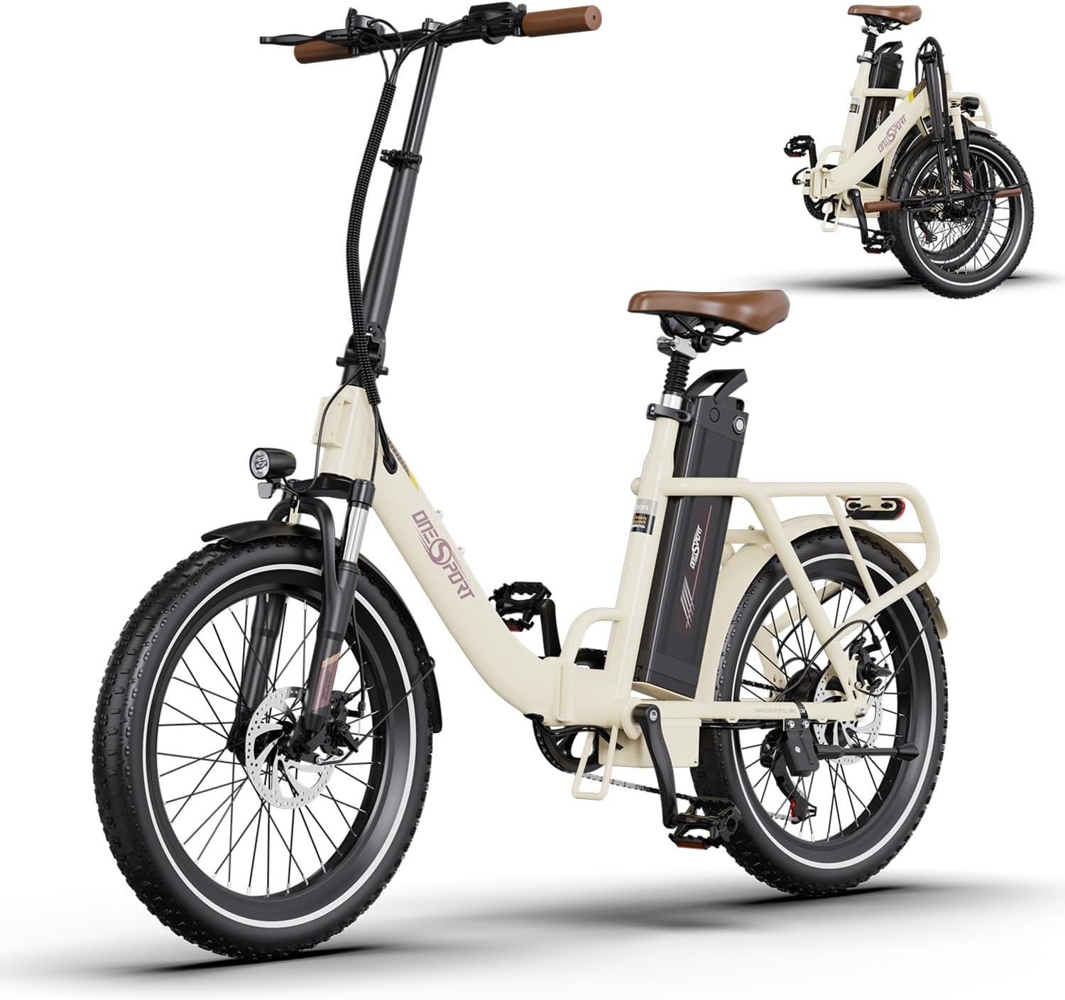 Bicicleta Eléctrica Plegable ONESPORT OT16-2, 20' con Batería 48V 17Ah Extraíble, Motor 250W, Pantalla LCD y Bluetooth para Adultos Urbanos