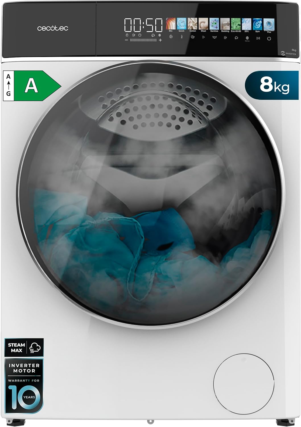 Lavadora Secadora Cecotec 8/5Kg Inverter A con 11 Programas y Pantalla Digital